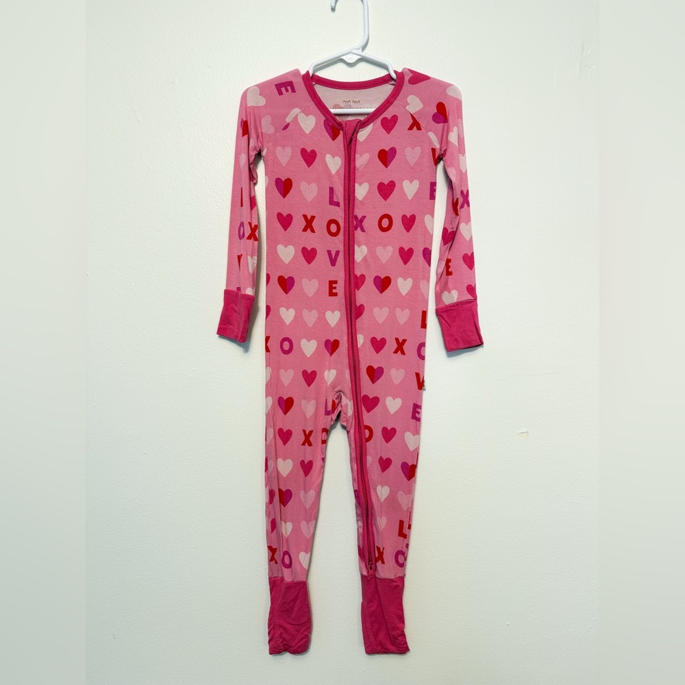 Pink XOXO Heart Print Kids One Piece